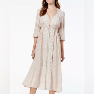 Free People Embroidered Maxi Fable Peach Dress Small Boho Fairygoth Feminine